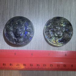 2 pc Labradorite Lion Head Shaped Charm Pendants, Can Be Used To Diy Necklace