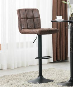Industrial Metal Swivel Barstool – Heavy Duty Brown Upholstered Counter Stool, Halloween Party