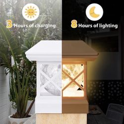 New   Miavergt Solar Post Cap Lights Outdoor,2 Modes Waterproof LED Solar Post Light,Fence Post Lights Solar Powered One Size Fits All Base for 4x4 5x