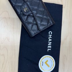 Chanel Caviar Leather Classic Long Flap Wallet ‘Entrupy Authentic’