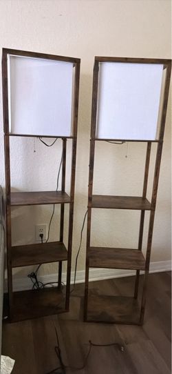 Tall Shelf Floor Lamps with Storage – Set of 2