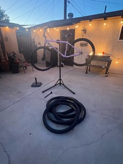 Pink chad and maxxi tires with seat pole