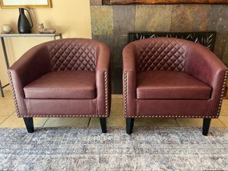 Club Chairs (Pair). Faux leather