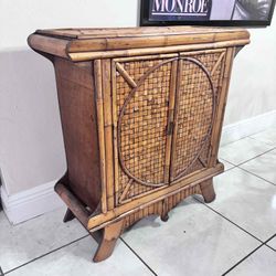 MID-CENTURY BAMBOO CABINET 29.5”Lx11”Wx30”H