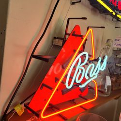Vintage Bass Ale Beer Bar Neon Glass Sign! Vibrant!