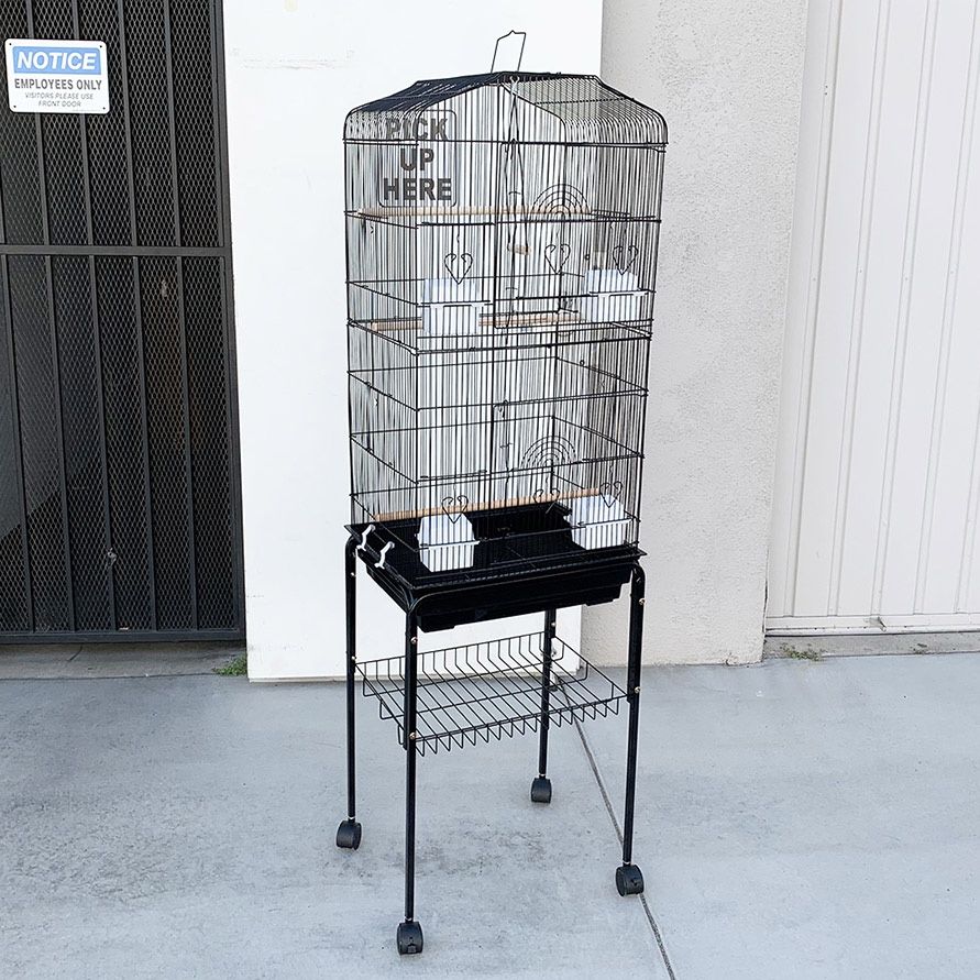 (Brand New) $60 Small to Medium Bird Cage 60” Tall Parrot Parakeet Cockatiel Bird Cage 18x14x60” Rolling Stand