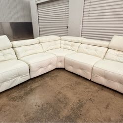 Genuine leather sectional power recliner