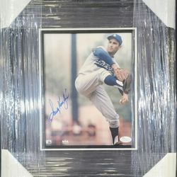 Dodgers Sandy Koufax Signed, JSA-Certified, Custom-Framed Photo Display Piece 