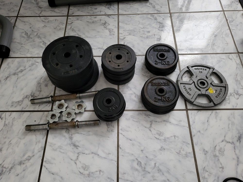 Weight Plates and Threaded Dumbell Handles