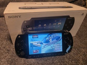 Playstation Psp Black 1000 Phat Mod--ded Video Game Console 