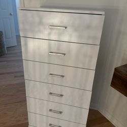 6 Drawer Tall White Chest