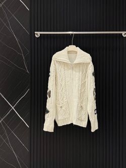 Lazy Color-Contrast Cable Sweater one Size 