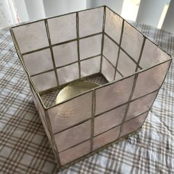 Pink/Gold Translucent Abalone Cube Candle Holder