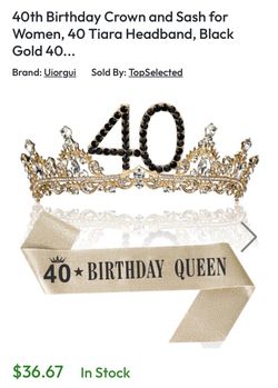 40th Birthday Metal Tiara and Sash