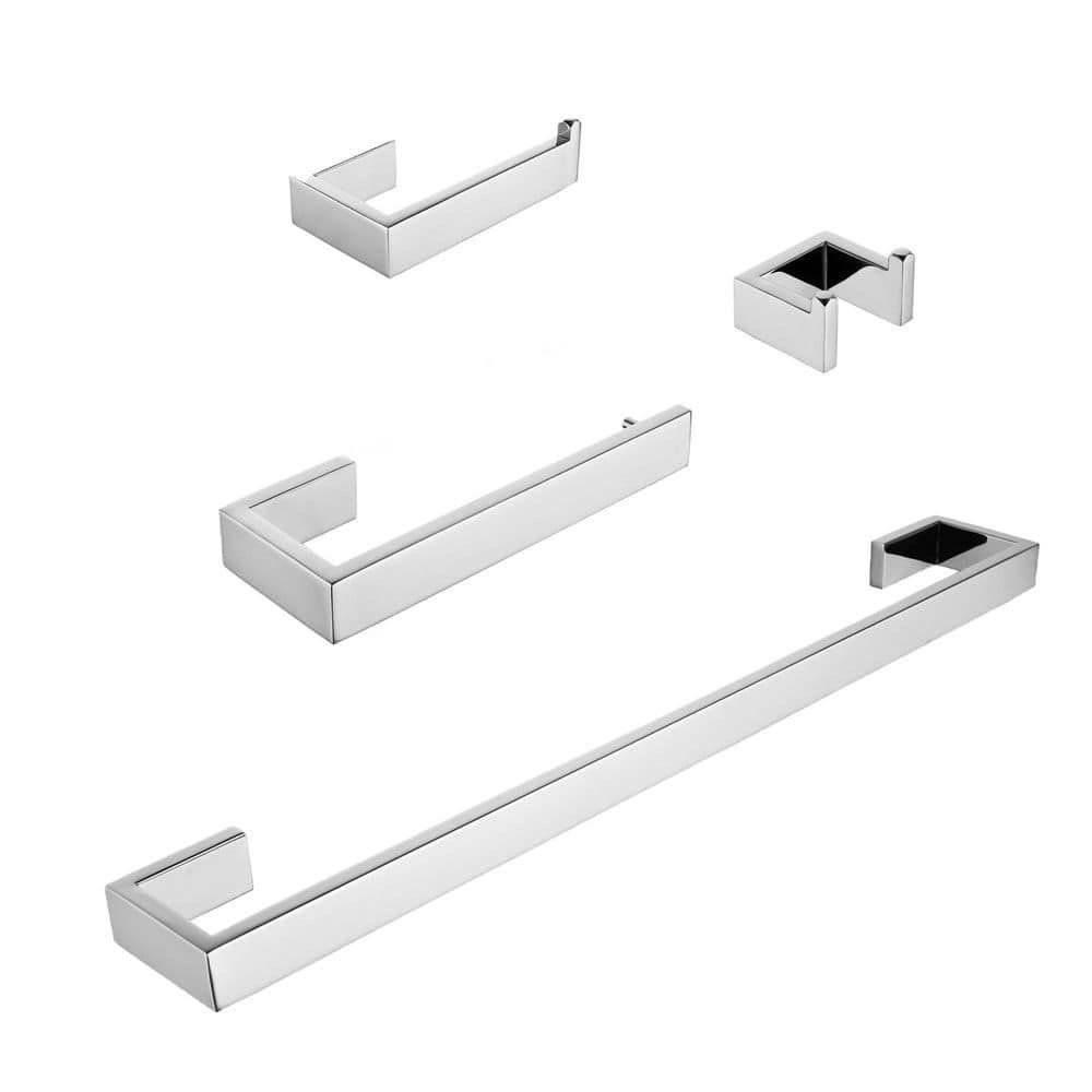 4 Piece Bathroom Hardware Set in Chrome