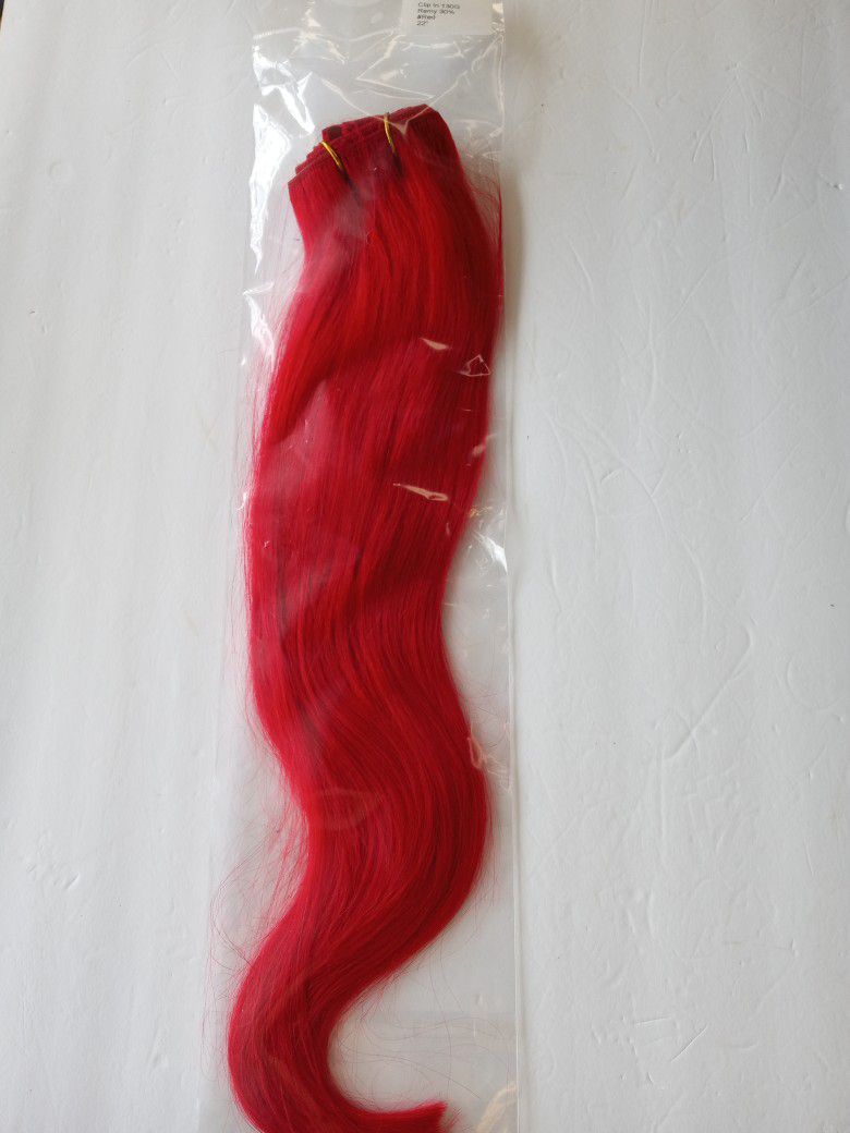 22" Red Thick Remy clip-on human hair extensions Get length & fullness
