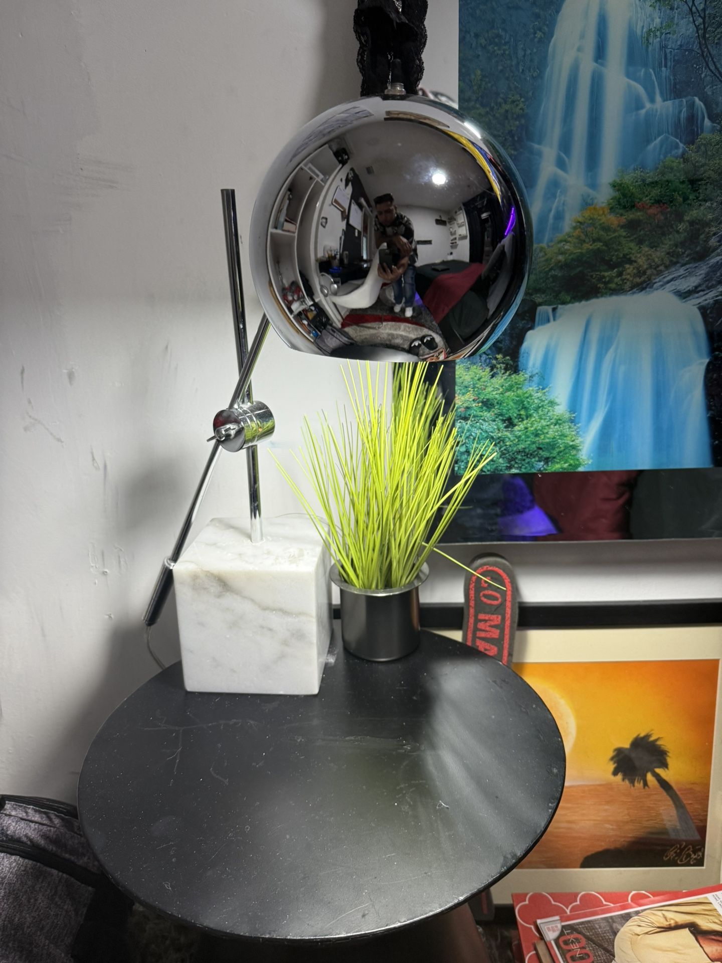 silver stone marble lamp