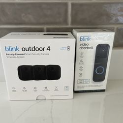 Blink Video Doorbell + 3 Outdoor 4 smart security cameras (4th Gen) w/Sync *New*