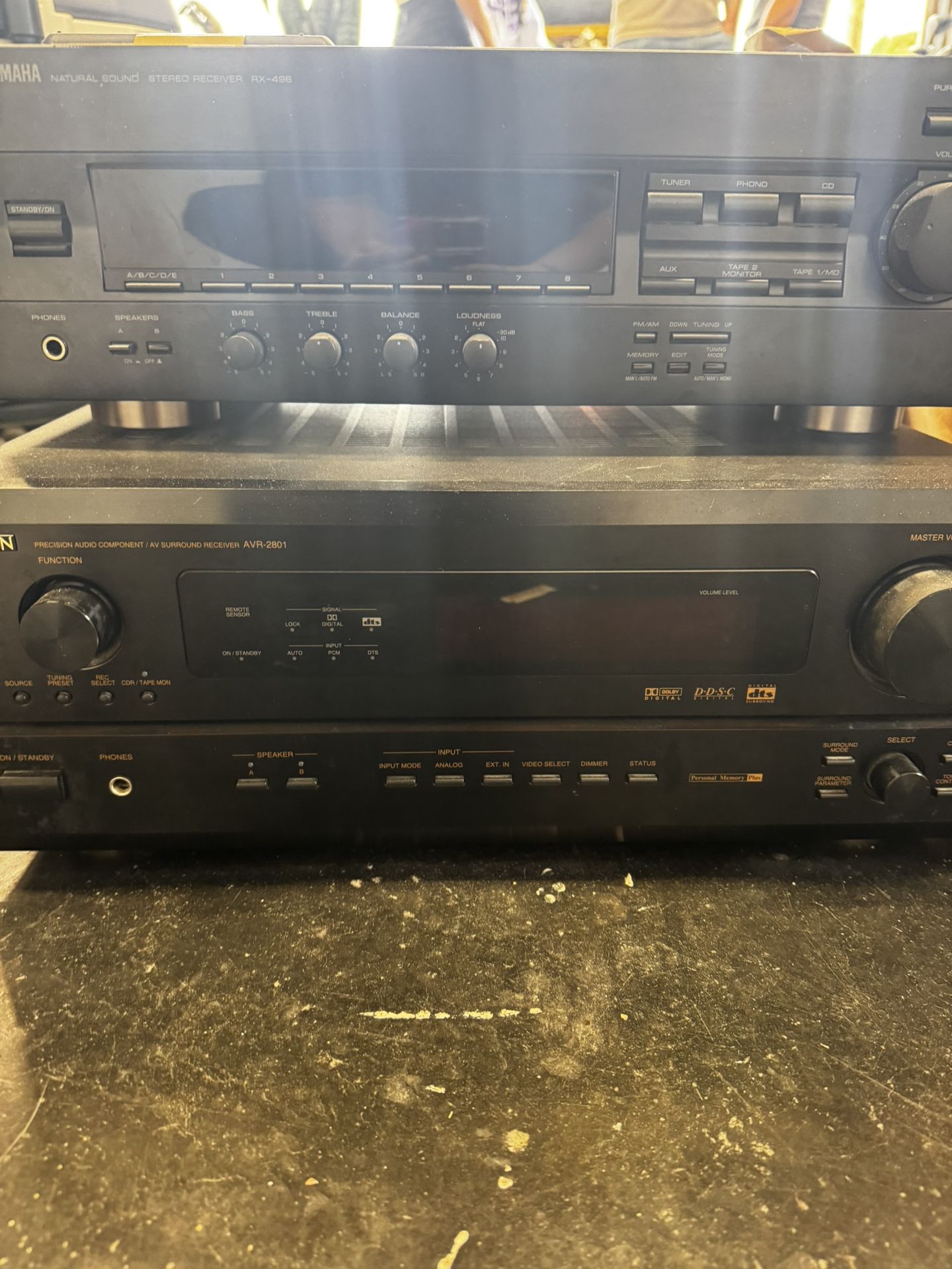 Yamaha RX-V396 Natural Sound AV Receiver & Denon AVR-2801 Surround Receiver