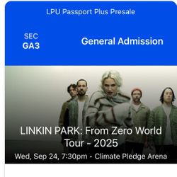 1 Linkin Park From Zero Concert Ticket GA Pit