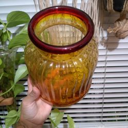 Vintage Amberina Jar 