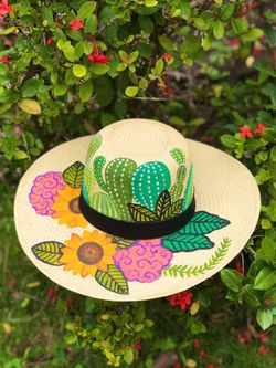 Sombrero De Junco Fabricado Y Pintado A Mano, No Es Solo Un Sombrero, Es Arte. 