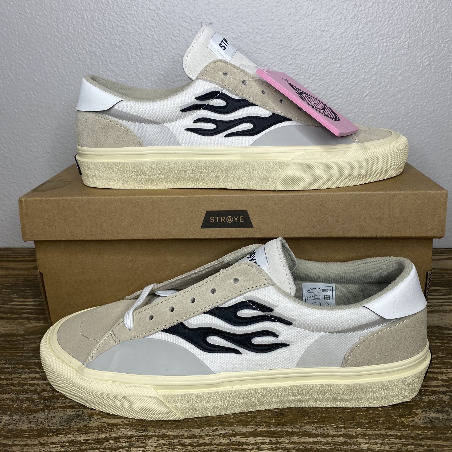 NEW Straye Logan Skateboarding Shoes Bone Flame Cream White Black Size 9