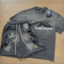 Gray Hellstar Matching T-Shirt & Shorts Set | Streetwear