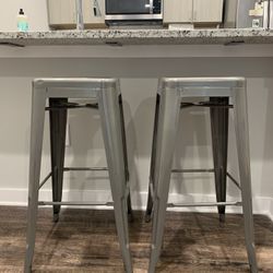 Grey Metal Bistro Stools 