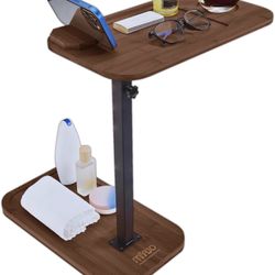 Upgraded Couch Side Table Small, Swivel TV Tray Table & 360° Rotating Phone Holder, Couch Arm Tray.