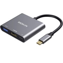 MOKiN USB C to HDMI Multiport Adapter, Type-C Hub Thunderbolt 3 to HDMI 4K Output USB 3.0 Port and U