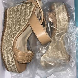 Tan wedge heels