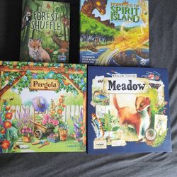 Board Games - Meadow, Spirit Island, Pergola