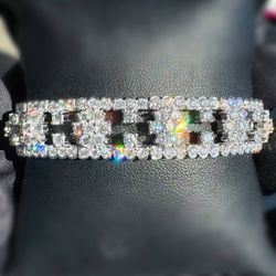 18k white gold 18CTW Natural Diamond Elegant Tennis Flower Fashion Bracelet 7” 12.5mm