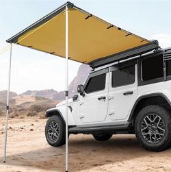 JOYTUTUS Vehicle Awning 6.6'x8.2' Roof Rack Pull-Out Sun Shade UV50+, Weatherproof 4x4 Side Sunshade for Camping, Car Awning with Adjustable Hardware,