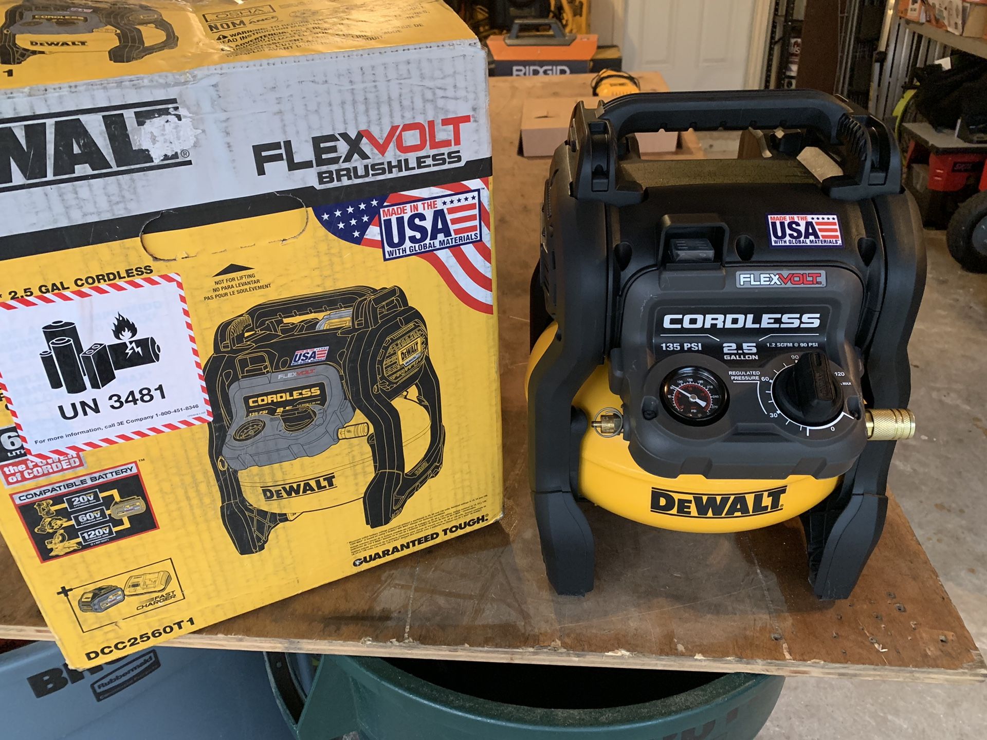 DEWALT FLEXVOLT 2.5 Gal. 60-Volt MAX Brushless Cordless Electric Air Compressor - TOOL ONLY - no battery no charger - NEW IN BOX