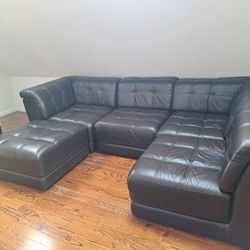 Italian Leather 5-piece Sectional Couch 