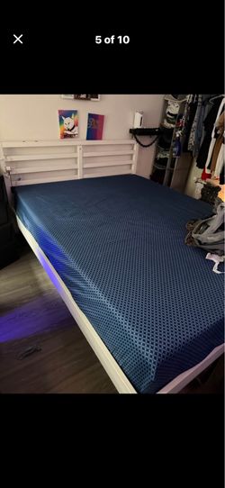 IKEA Tarva white stained bed frame w slatted bed base