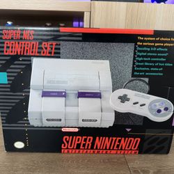 RARE Super Nintendo Control Set - COMPLETE IN BOX (CIB) Includes 2 OEM Controllers & Super Mario World!