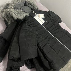 Girls Calvin Klein Winter Jacket With Fur Hood 