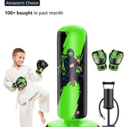 Punching Bag for Kids, 66 Inch Stable Inflatable Boxing Baa with Boxina Gloves, Stand Kids Punching Bag Tov for Boys & Girls Age 6-12, Boxing Set for 