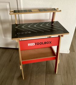 Kids Children’s Toy Tool Work Bench Red Toolbox -bench only, sold as pictured, does not include toys or tools