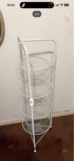 📌 4-Tier Rolling Wire Basket Rack – White