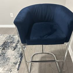 Counter Height Blue Suede Barstools 