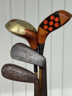 Antique Hickory golf clubs MacGregor Yardsmore Hendry and Bishop Jigger Slazenger Mashie