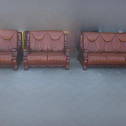 Red Leather Sofa, Love Seat, Chair