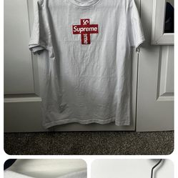 Supreme Cross-Box Logo T-Shirt(white&red) SzM