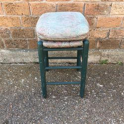 Upholster Turquoise Coral Paisley Print Bar Stool