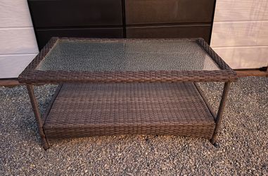 Outdoor Brown Rattan Wicker Coffee Table