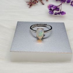 Real Natural Opal Gemstone 925 Silver Ring